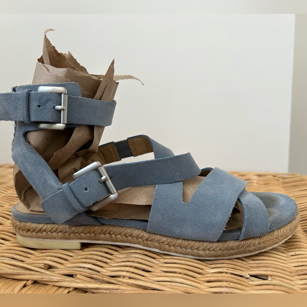 Marc Fisher suede espadrille ankle wrap sandals, size 7